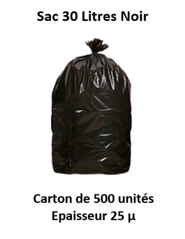 carton 500 sacs 30 L noir 25 µ