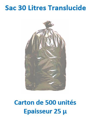 carton 500 sacs 30 L Translucides 25 µ 
