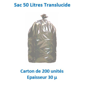 carton 200 sacs 50 L translucides 30 µ 