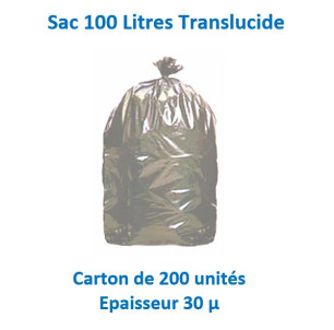 carton 200 sacs 100 L Translucides 30µ 