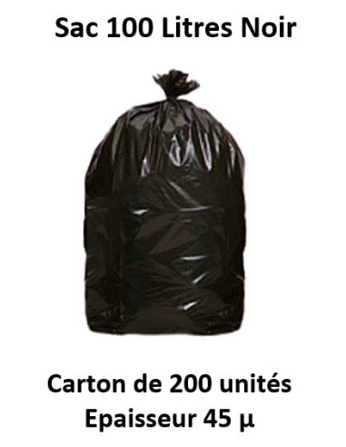 carton 200 sacs de 100 L noir 45 µ 