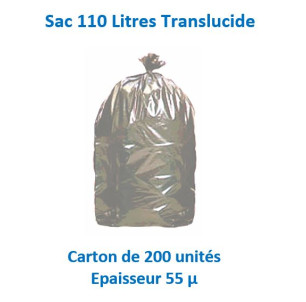 carton 200 sacs 110 L Translucides 55µ 