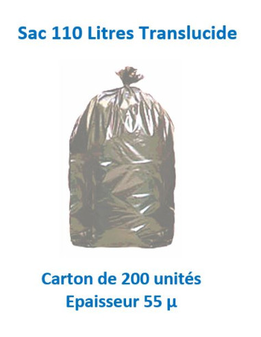 carton 200 sacs 110 L Translucides 55µ 