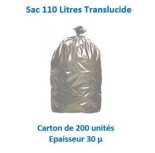 carton 200 sacs 110 L Translucides 30µ 