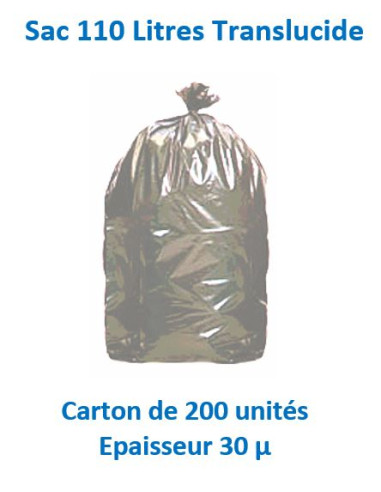 carton 200 sacs 110 L Translucides 30µ 