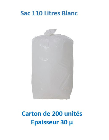 carton 200 sacs 110 L 30 µ BLANC