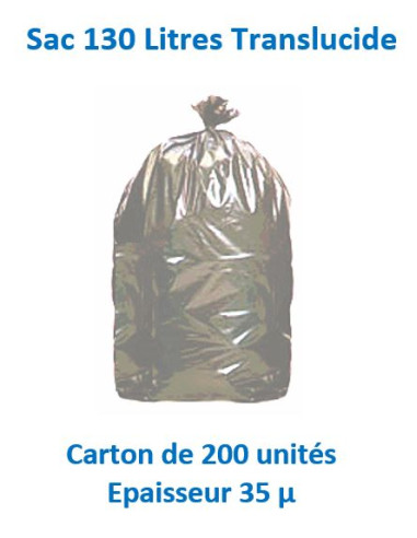 carton 200 sacs 130 L Translucides 35 µ 