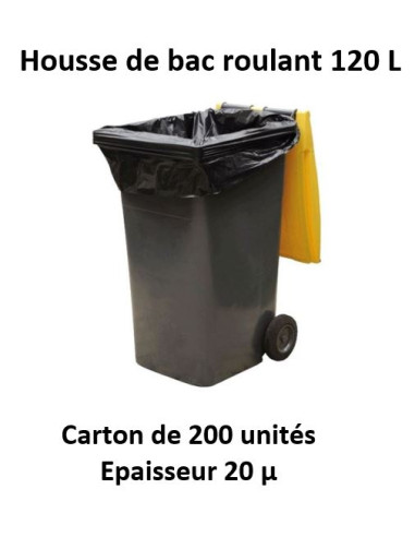 carton 200 Housses 120/140 L noir 20µ 