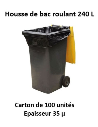 carton 100 Housses 240 L Renf noir 35µ 