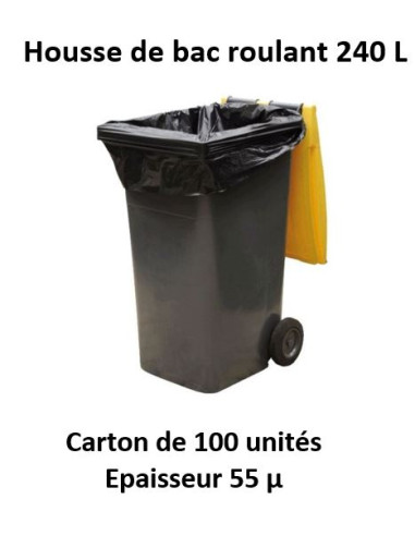 carton 100 Housses 240 L extra noir 55µ