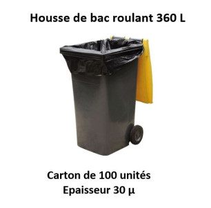 carton 100 housses 360 L noir 30µ