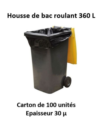 carton 100 housses 360 L noir 30µ