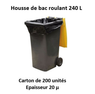 carton 200 Housses 240 L noir 20µ 