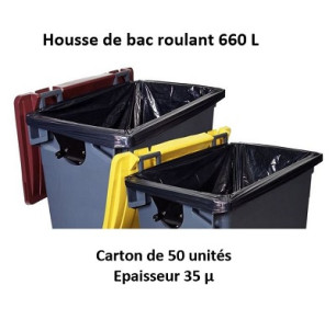 carton 50 housses 660 L renf noir 35µ 