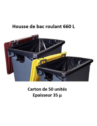 carton 50 housses 660 L renf noir 35µ 