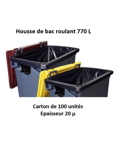 carton 100 housses 770 L noir 20µ