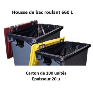 carton 100 housses 660 L noir 20µ