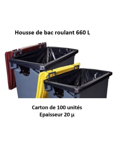 carton 100 housses 660 L noir 20µ