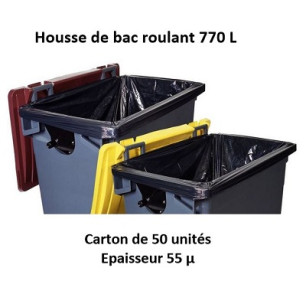 carton 50 housses 770 L noir 55µ RENF