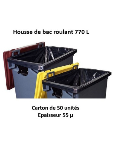 carton 50 housses 770 L noir 55µ RENF