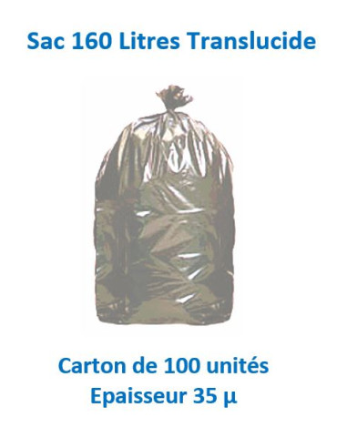 carton 100 sacs 160 L Translucides 35µ