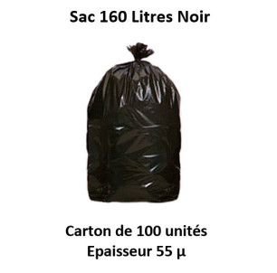 carton 100 sacs 160 L noir 55 µ Renforcé