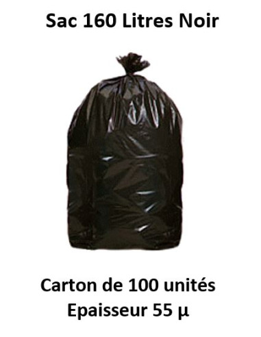 carton 100 sacs 160 L noir 55 µ Renforcé