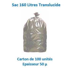carton 100 sacs 160 L Translucides 50µ