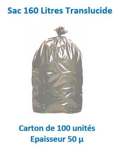 carton 100 sacs 160 L Translucides 50µ