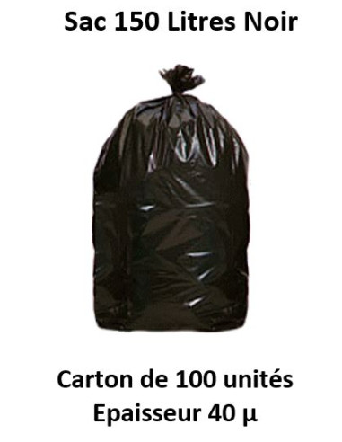 carton 100 sacs 150 L noir 40 µ SUP
