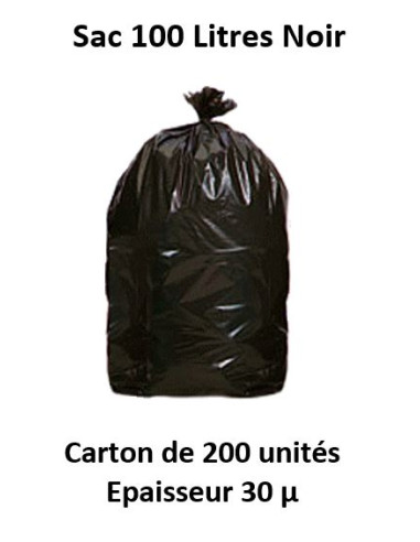 carton 200 sacs 100 L noir 30 µ