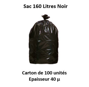 carton 100 sacs 160 L noir 40 µ SUP