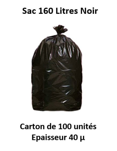 carton 100 sacs 160 L noir 40 µ SUP