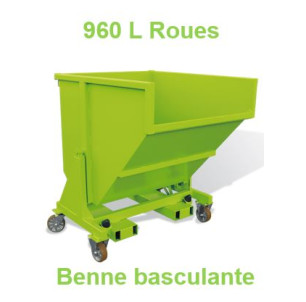 Benne basculante 960 L Roues