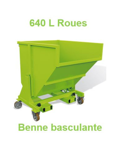 Benne basculante 640 L Roues