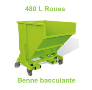 Benne basculante 480 L Roues