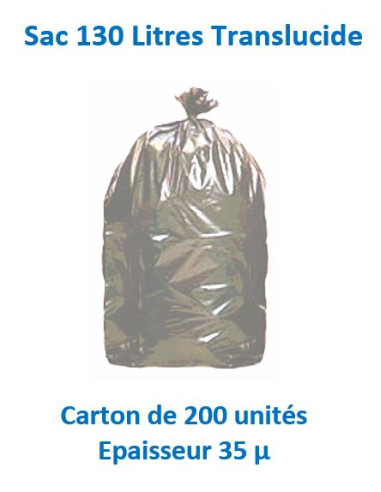 carton 200 sacs 130 L Translucides 35 µ
