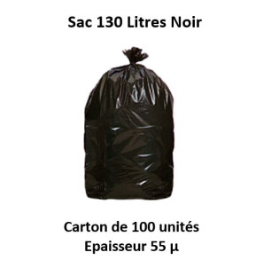 carton 100 sacs 130 L noir RENF 55 µ