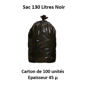 carton 100 sacs 130 L noir SUP 45 µ