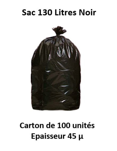 carton 100 sacs 130 L noir SUP 45 µ